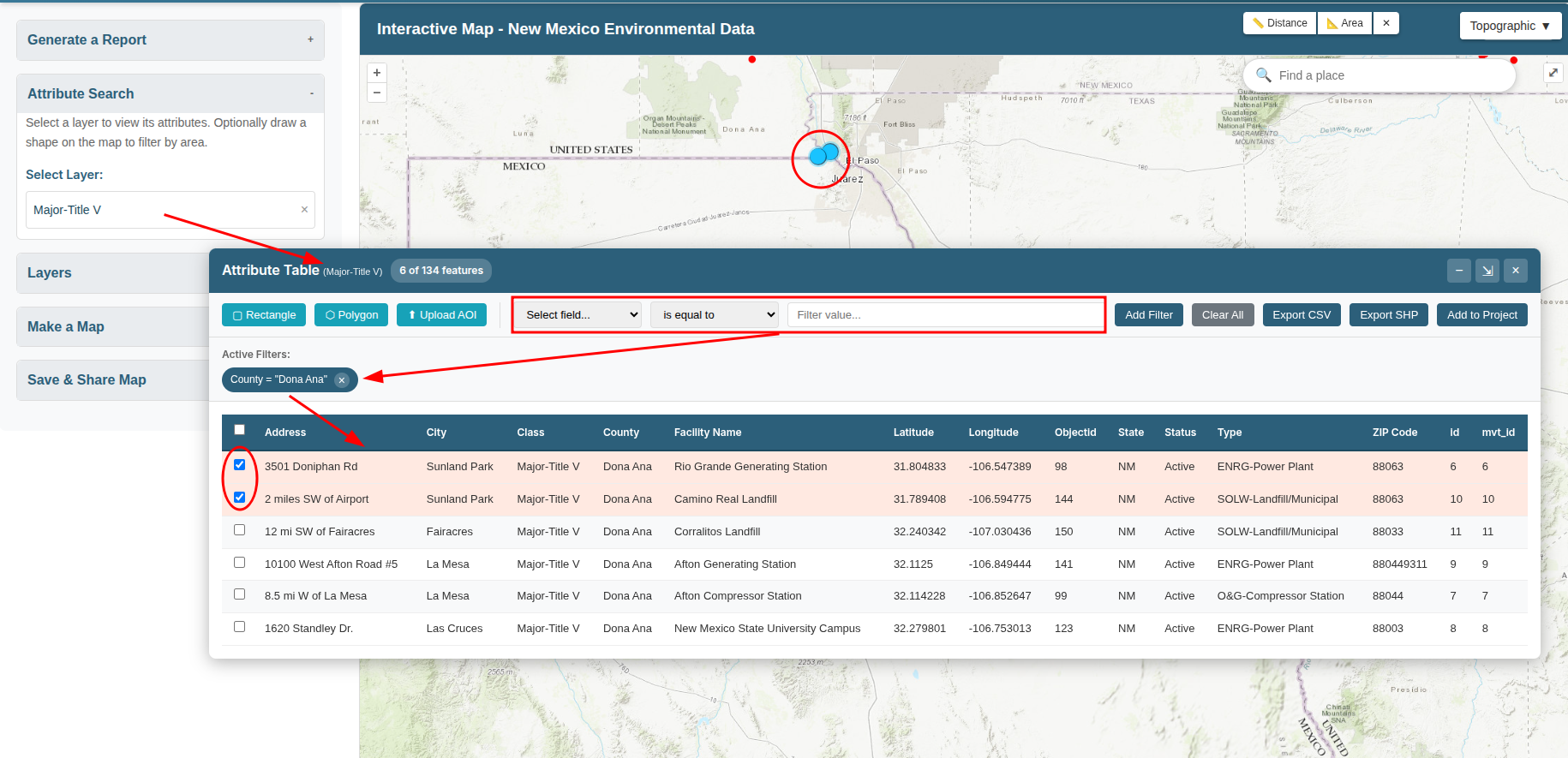 Attribute Search table