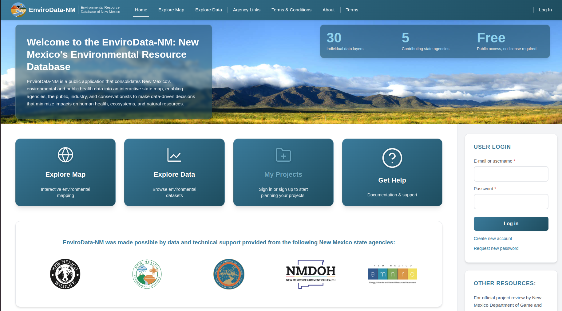 EnviroData-NM home page